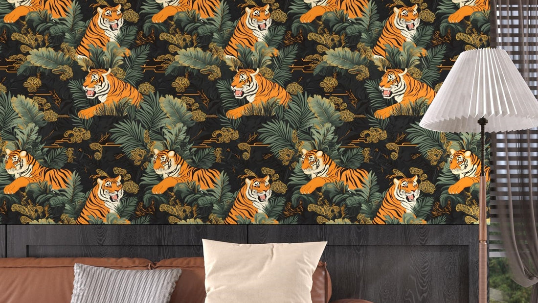 Unleash Your Wild Side: Tiger Peel and Stick Wallpaper for an Instant Room Makeover!