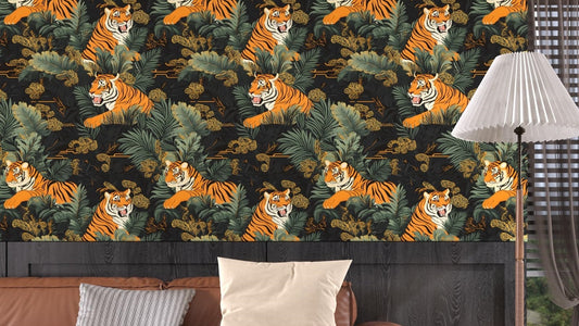 Unleash Your Wild Side: Tiger Peel and Stick Wallpaper for an Instant Room Makeover!