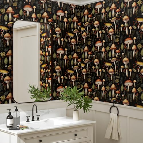 HENNOR - Vintage Black Gold Floral Peel and Stick Boho Wallpaper