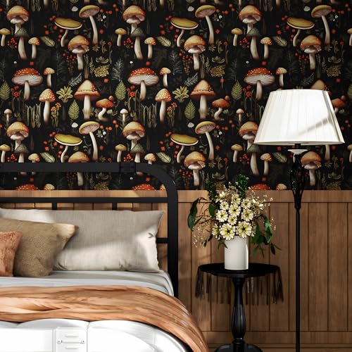 HENNOR - Vintage Black Gold Floral Peel and Stick Boho Wallpaper