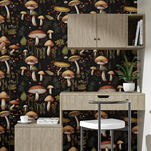HENNOR - Vintage Black Gold Floral Peel and Stick Boho Wallpaper