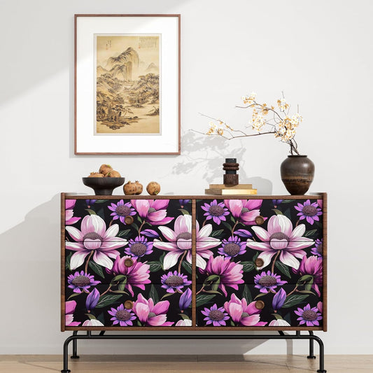 HENNOR - Vintage Purple Floral Peel and Stick Wallpaper