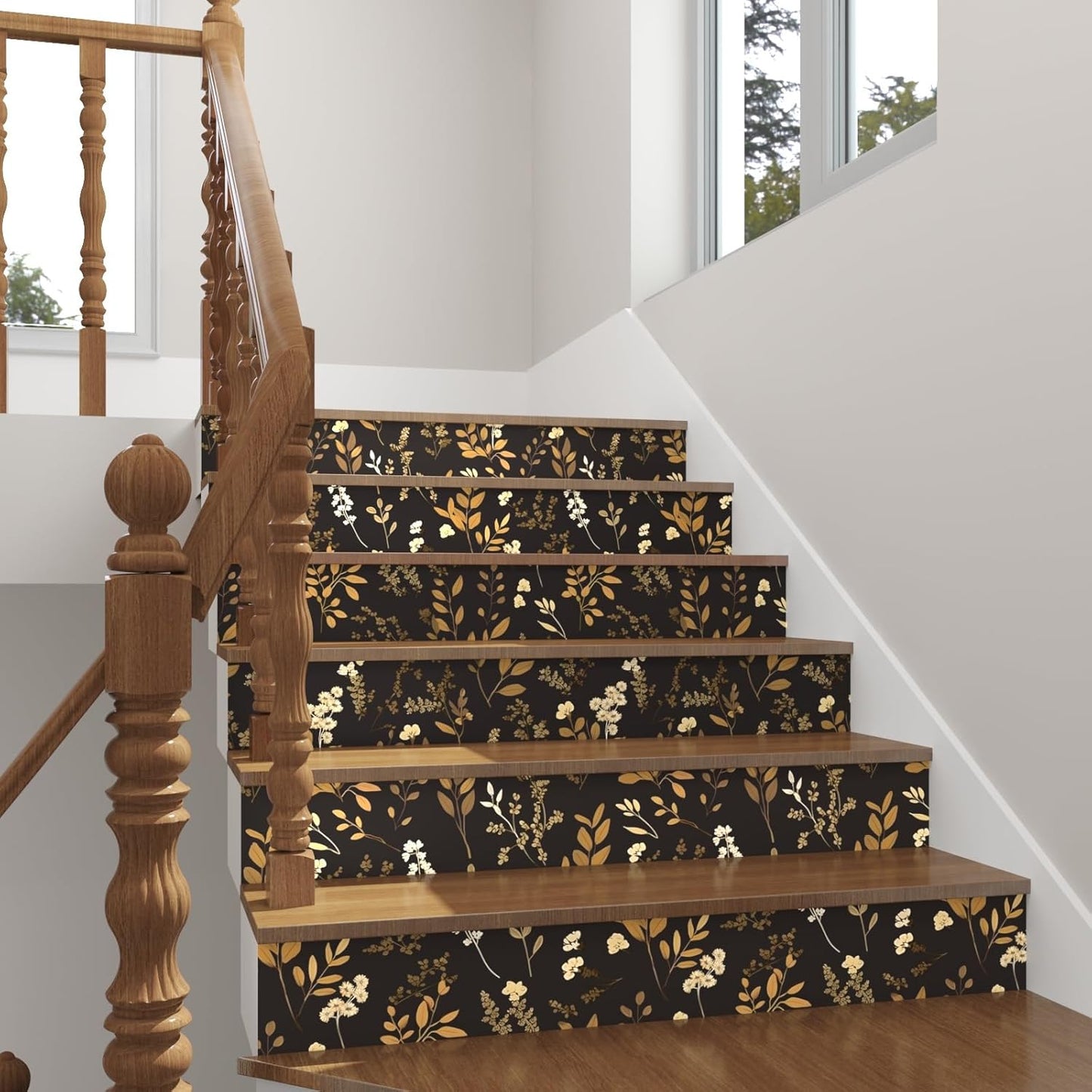 HENNOR - Vintage Black Gold Floral Peel and Stick Boho Wallpaper