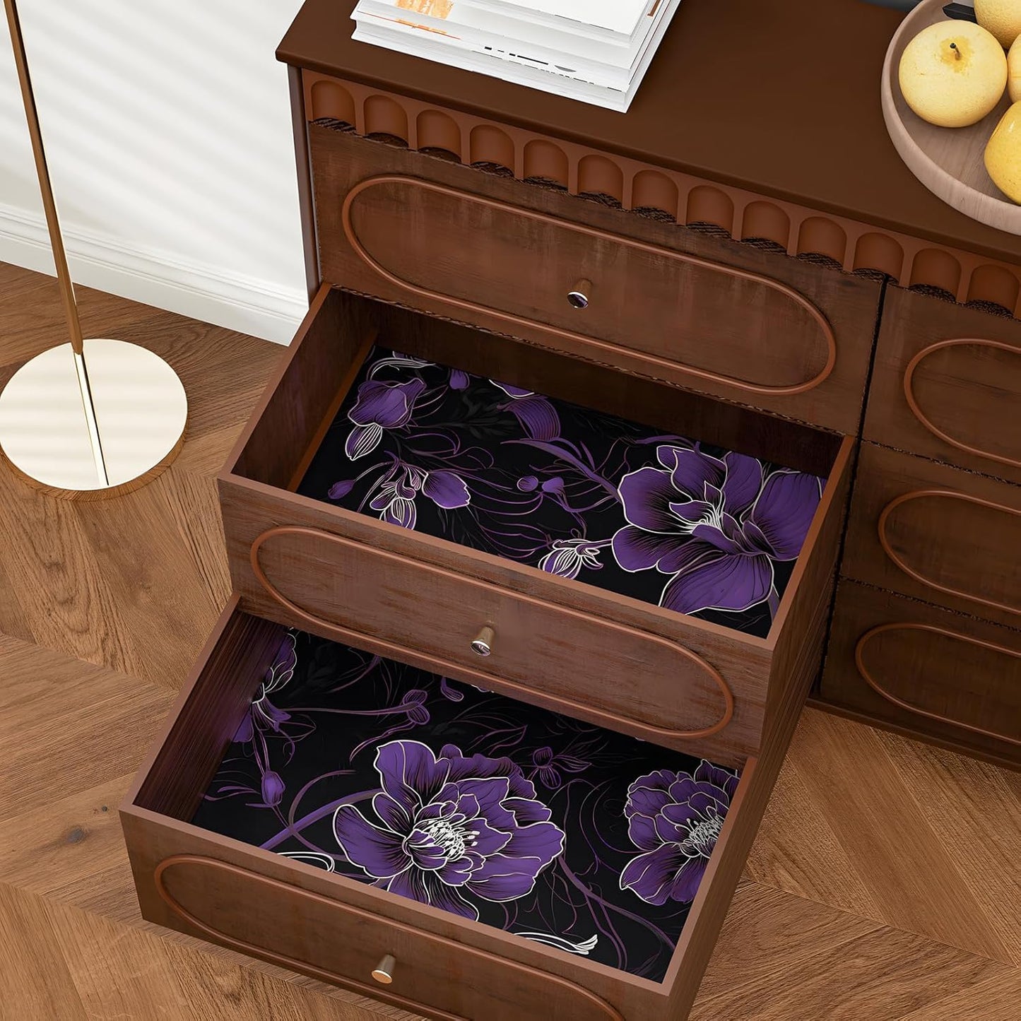 HENNOR - Vintage Purple Floral Peel and Stick Boho Wallpaper