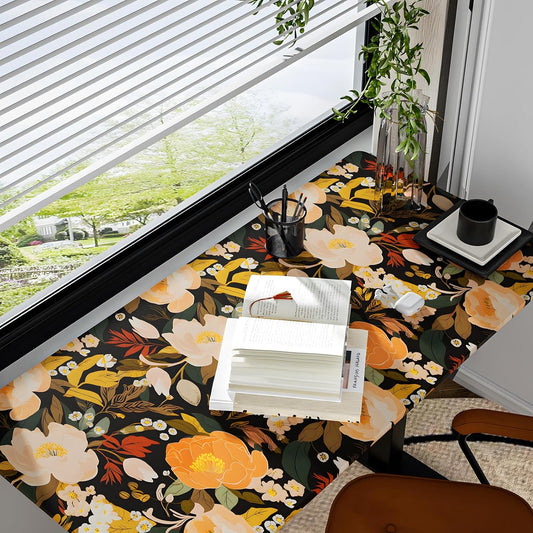 HENNOR - Vintage Floral Dark Gold Bird Self Adhesive Wallpaper