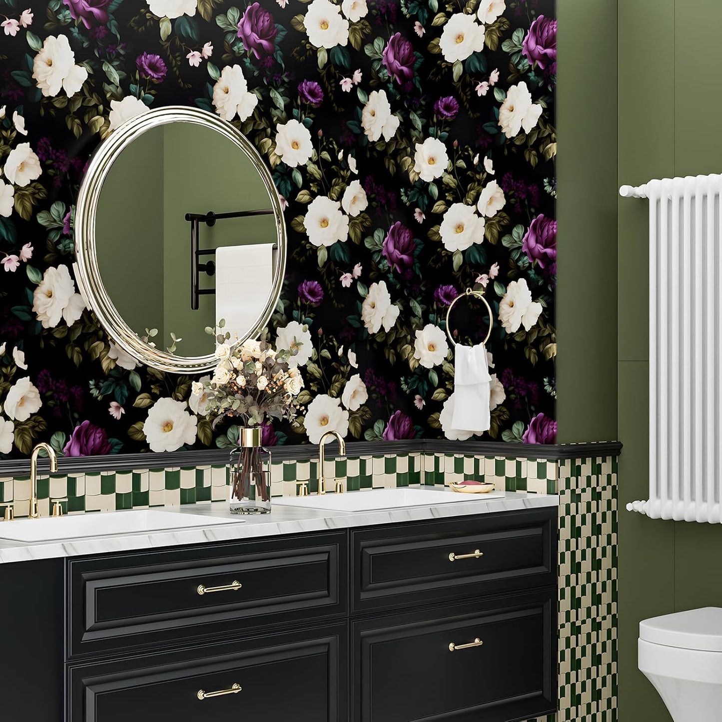 HENNOR - Vintage Purple Floral Peel and Stick Boho Wallpaper