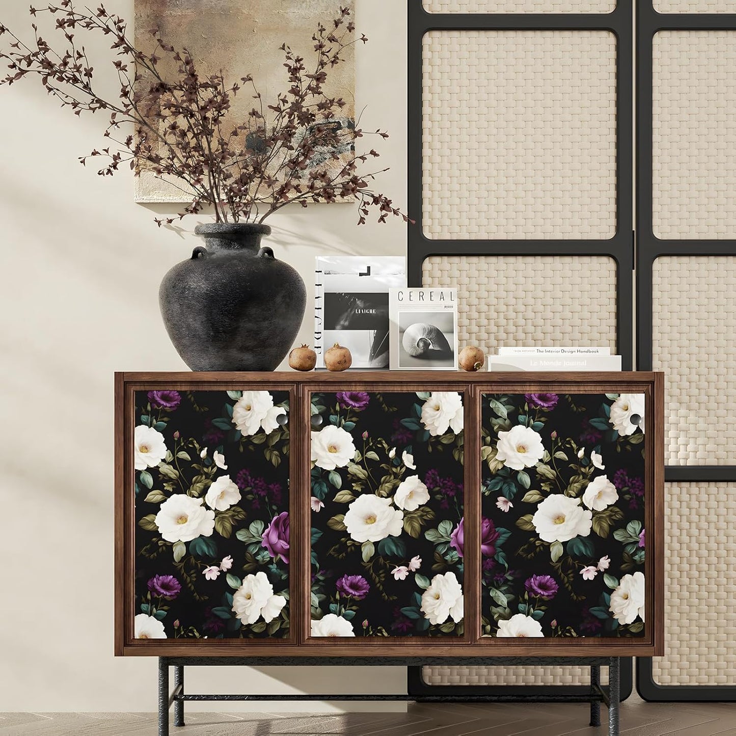 HENNOR - Vintage Purple Floral Peel and Stick Boho Wallpaper