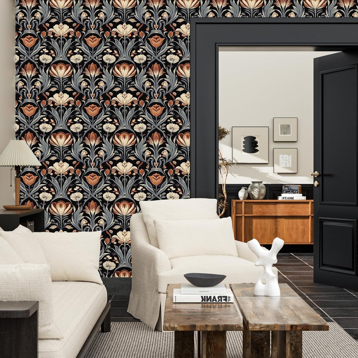 HENNOR - Antique Boho Floral Peel and Stick Vintage Rose Wallpaper