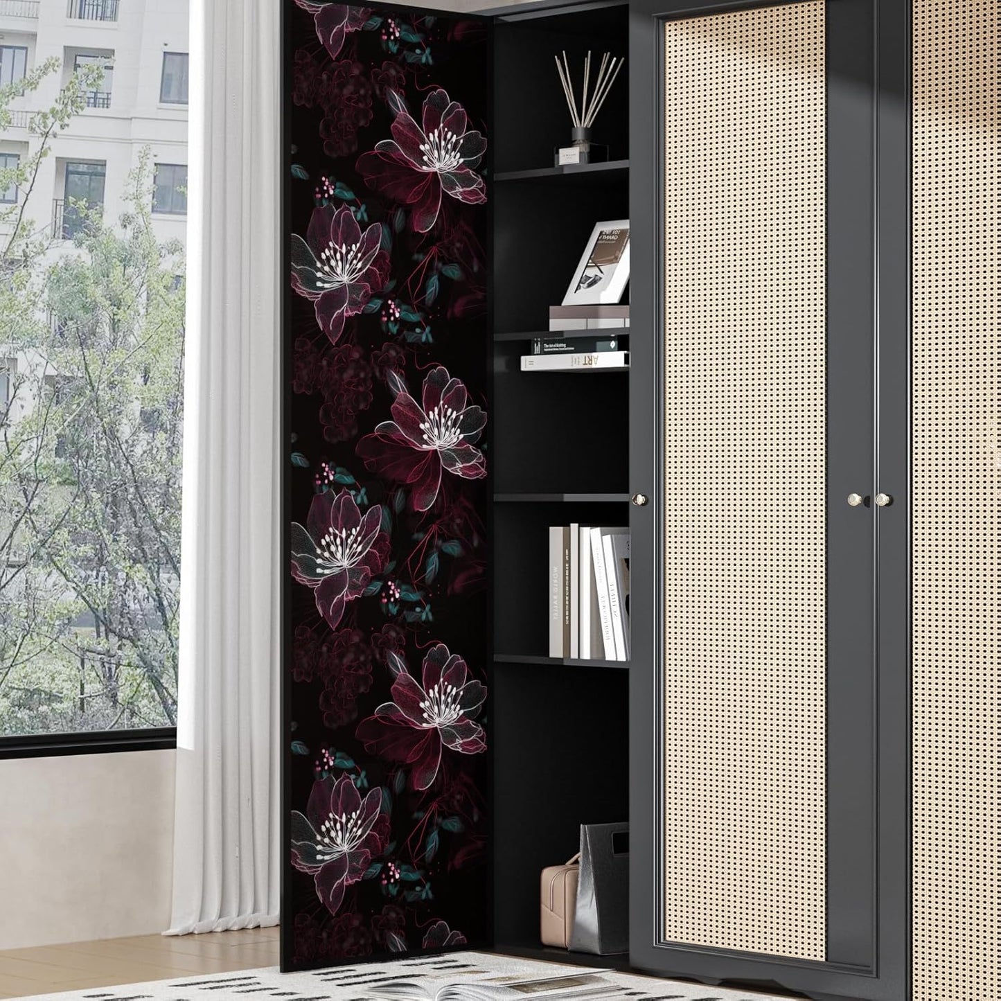 HENNOR - Vintage Dark Floral Peel and Stick Wallpaper