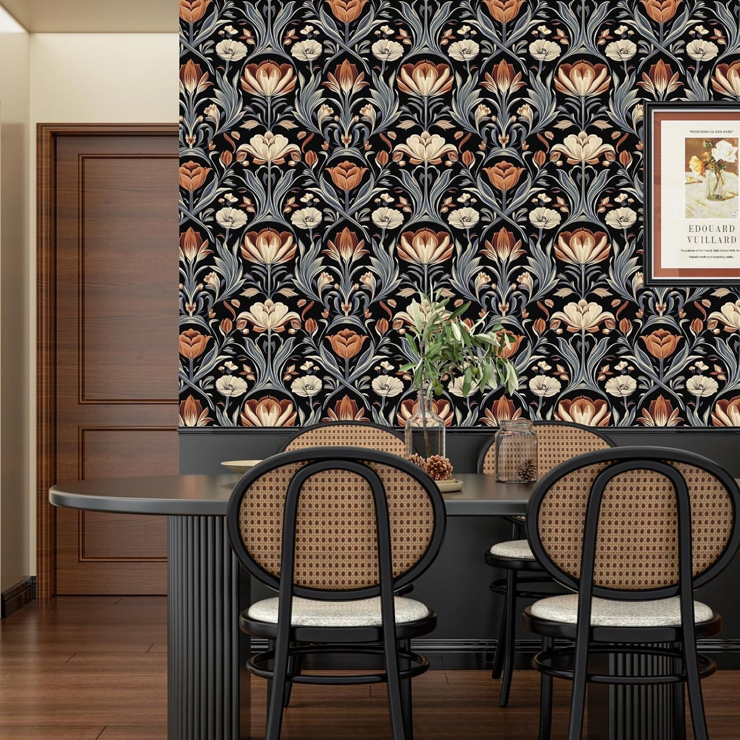 HENNOR - Antique Boho Floral Peel and Stick Vintage Rose Wallpaper