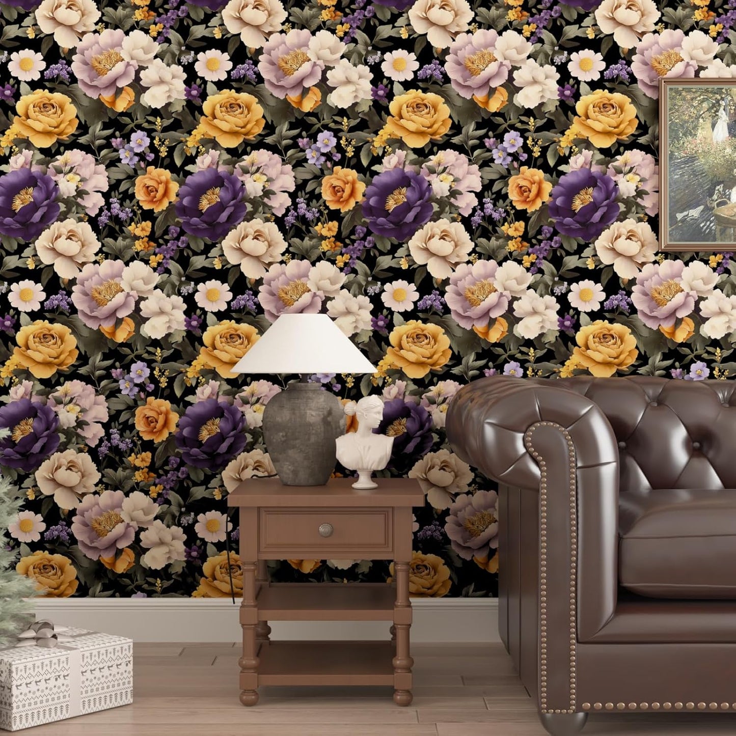 HENNOR - Boho Flower Contact Paper Colorful Botanical Leaf Wallpaper