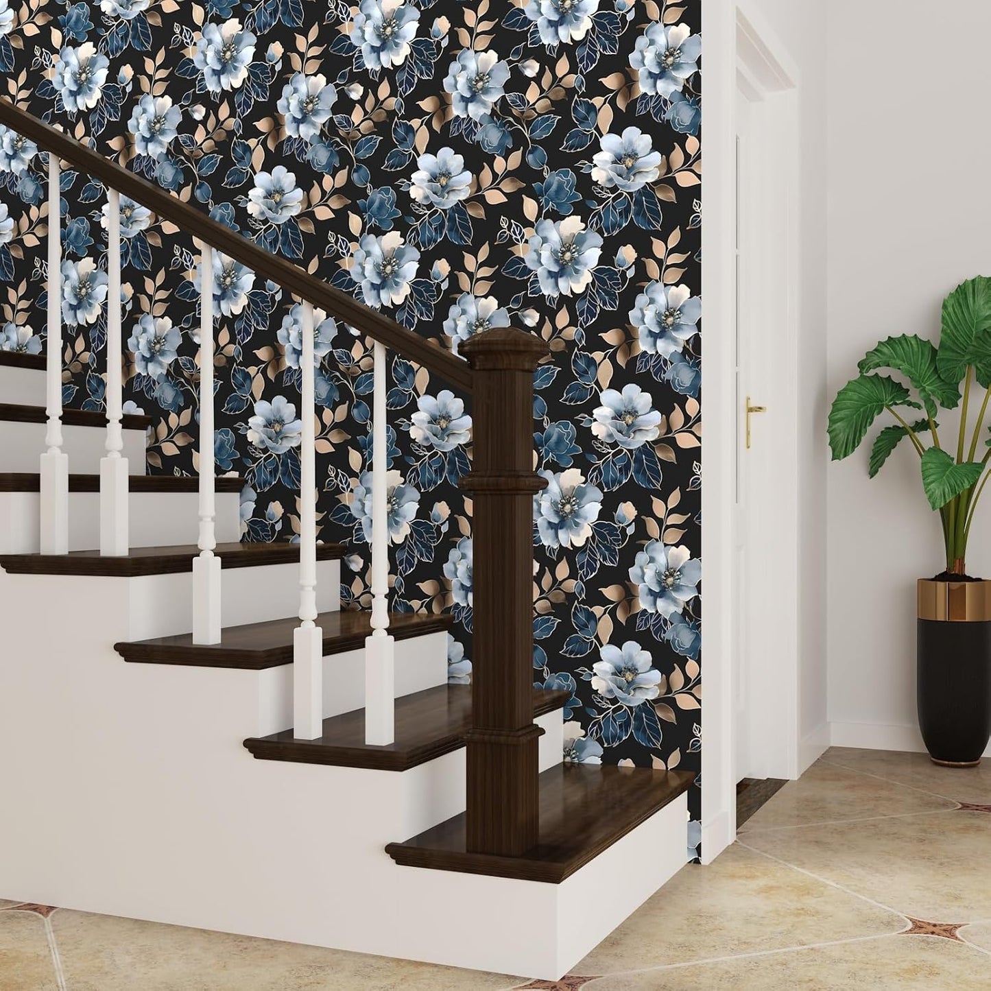 HENNOR - Vintage Purple Floral Peel and Stick Boho Wallpaper