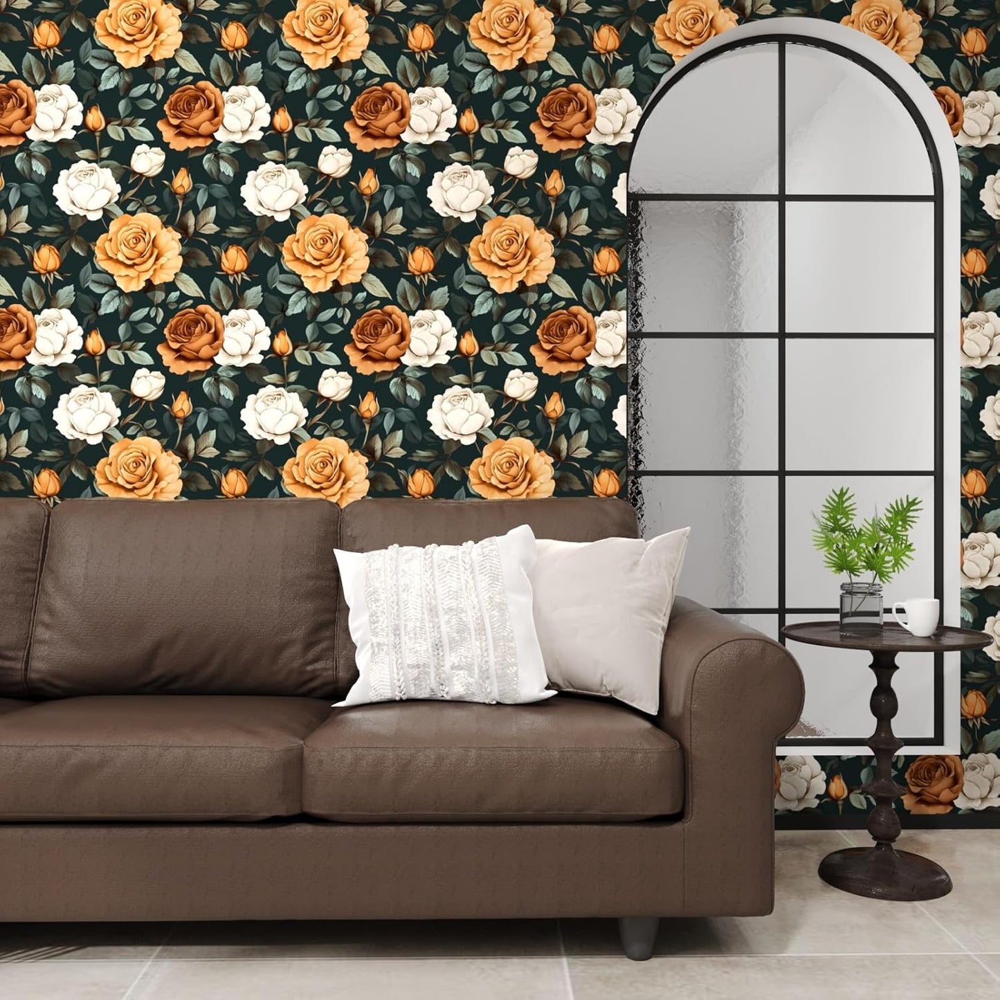 HENNOR - Antique Boho Floral Peel and Stick Vintage Rose Wallpaper