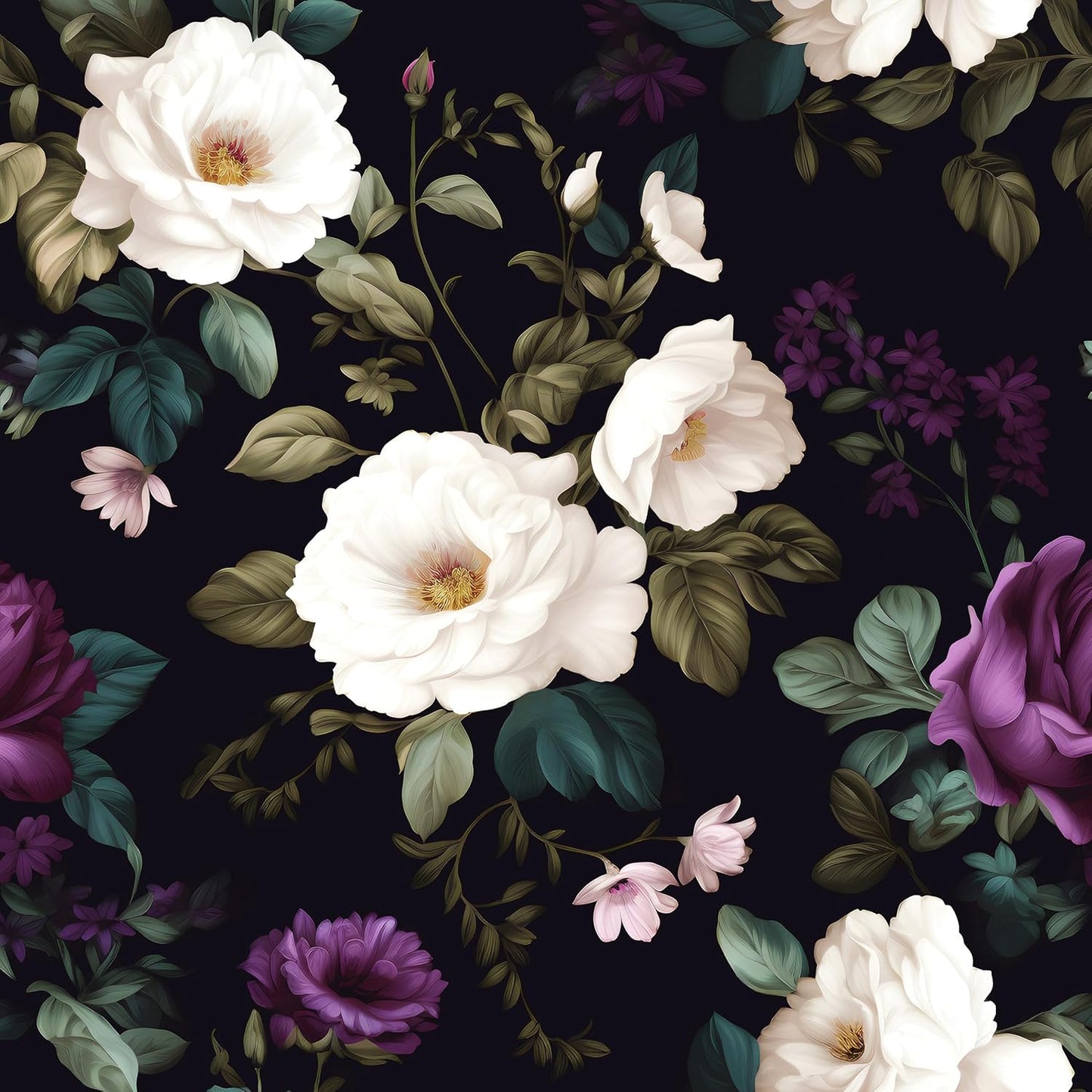 HENNOR - Vintage Purple Floral Peel and Stick Boho Wallpaper