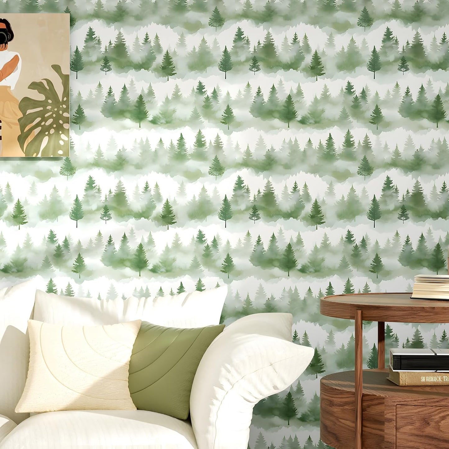 HENNOR - Adhesive Misty Vintage Green Floral Self Wallpaper