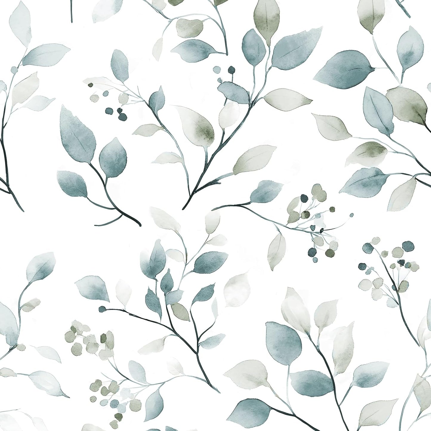 HENNOR - Boho Green Purple Leaf Peel and Stick Wallpaper