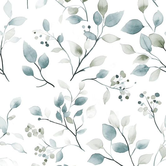 HENNOR - Boho Green Purple Leaf Peel and Stick Wallpaper