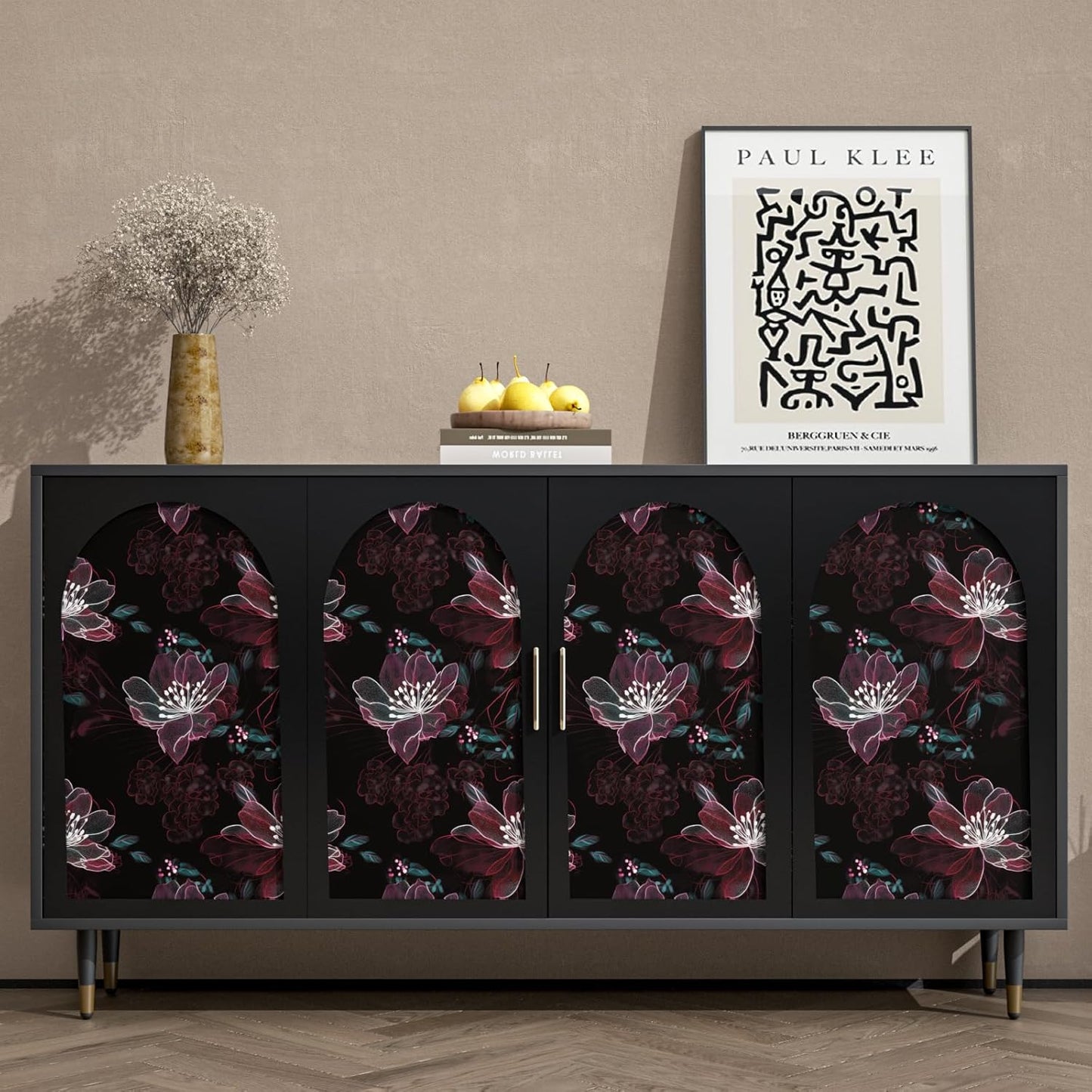 HENNOR - Vintage Dark Floral Peel and Stick Wallpaper