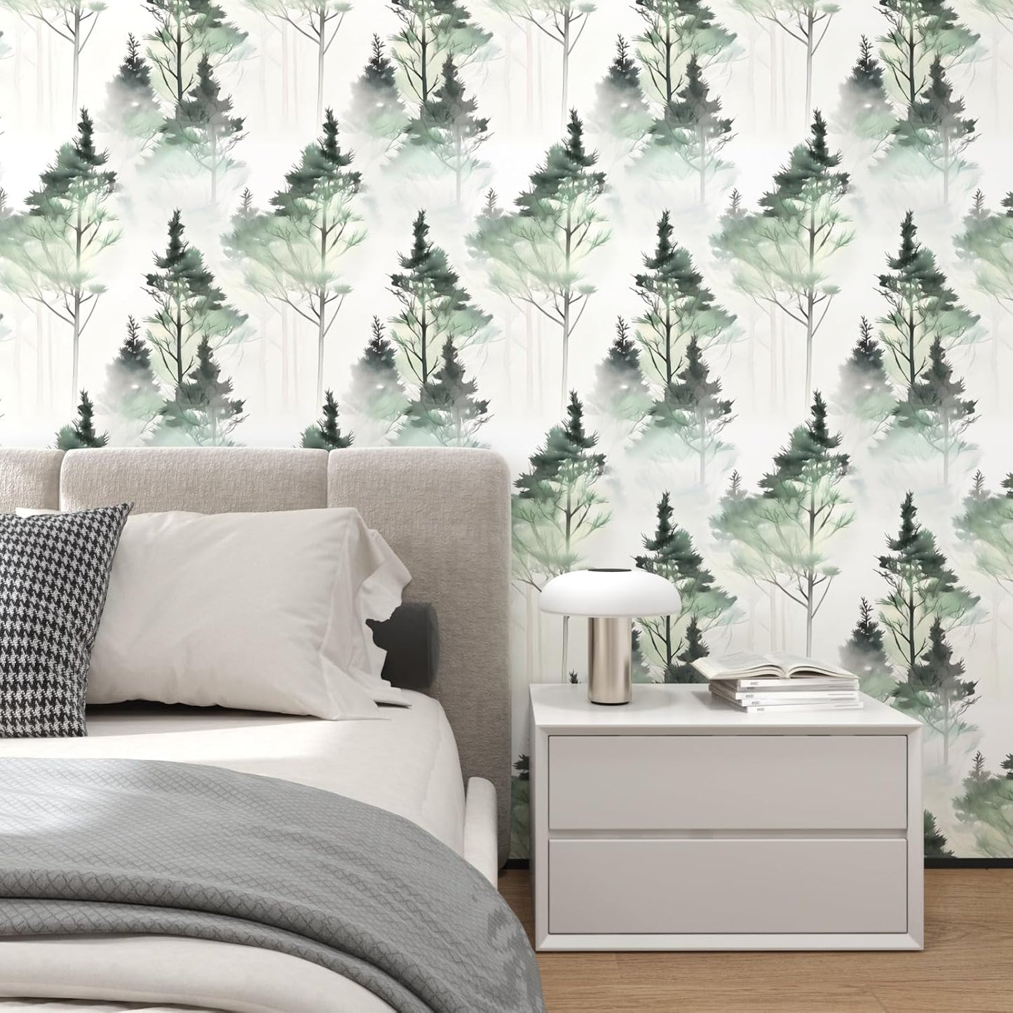 HENNOR - Adhesive Misty Vintage Green Floral Self Wallpaper