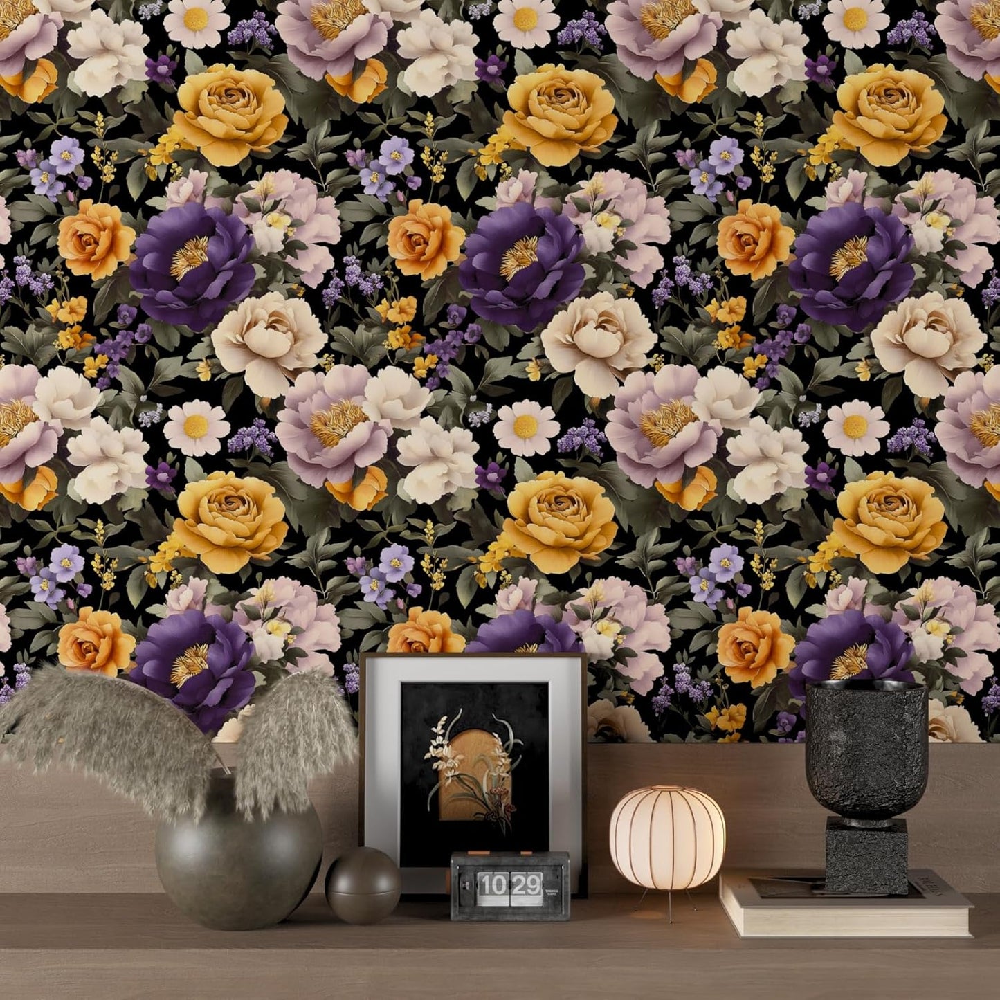 HENNOR - Boho Flower Contact Paper Colorful Botanical Leaf Wallpaper