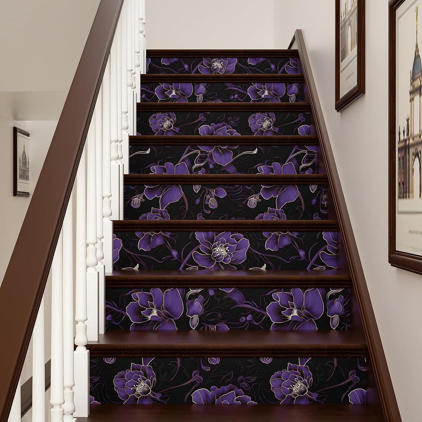 HENNOR - Vintage Purple Floral Peel and Stick Boho Wallpaper