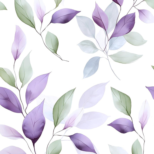 HENNOR - Boho Green Purple Leaf Peel and Stick Wallpaper