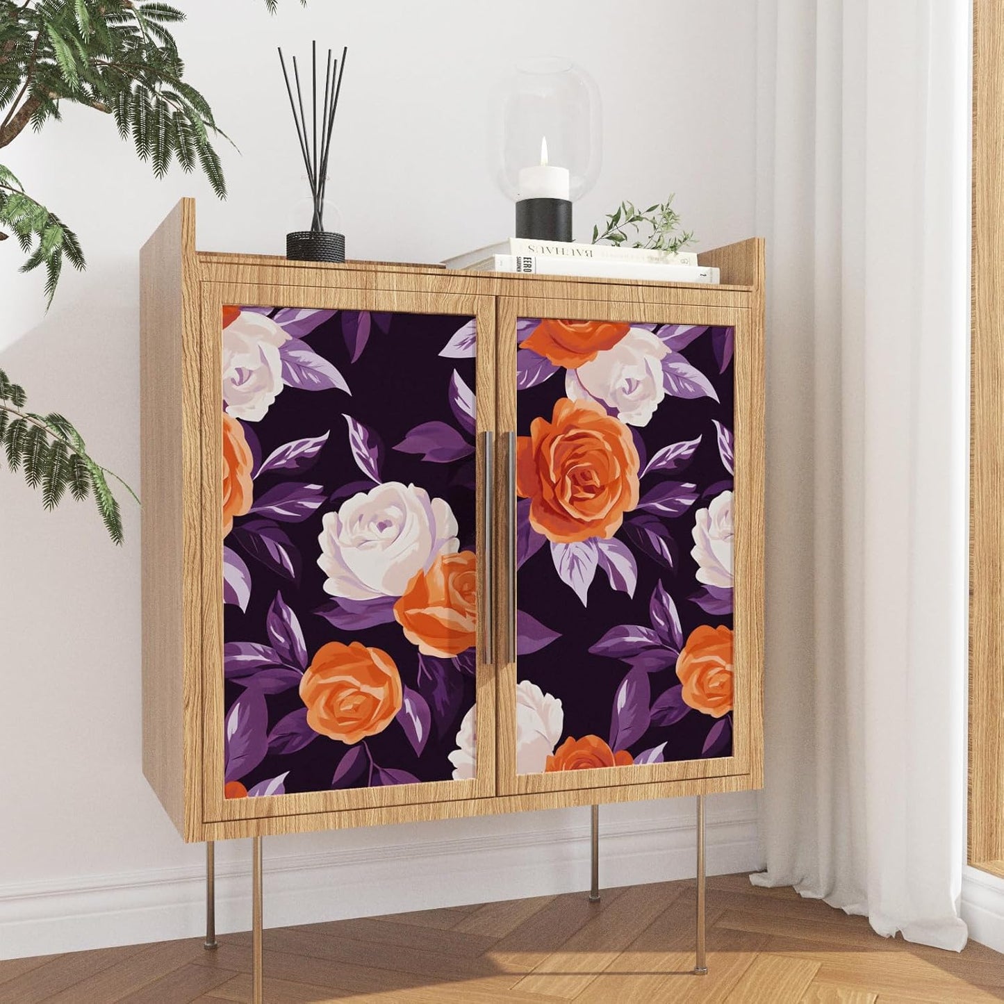 HENNOR - Vintage Purple Floral Peel and Stick Boho Wallpaper