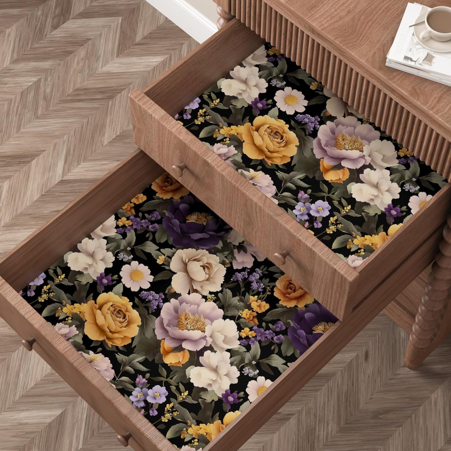 HENNOR - Boho Flower Contact Paper Colorful Botanical Leaf Wallpaper