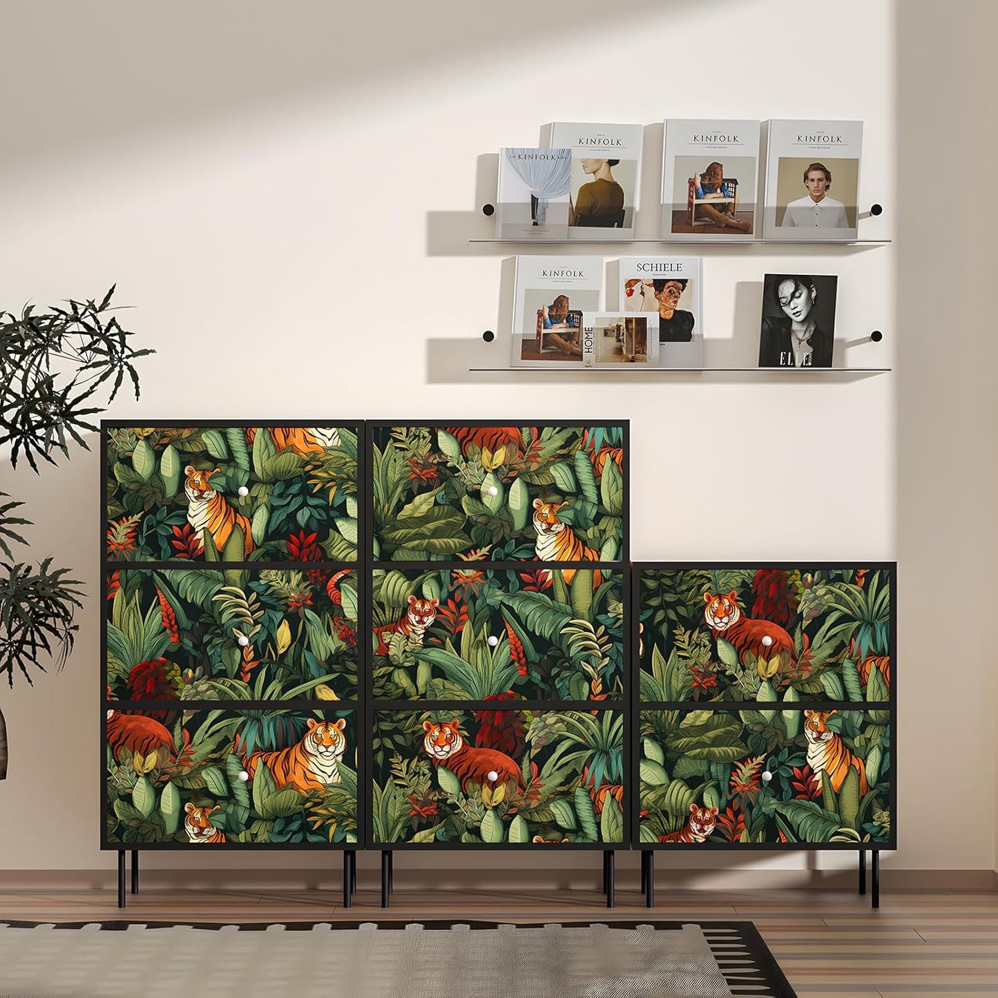 HENNOR - Modern Tropical Botanical Animal Peel and Stick Wallpaper