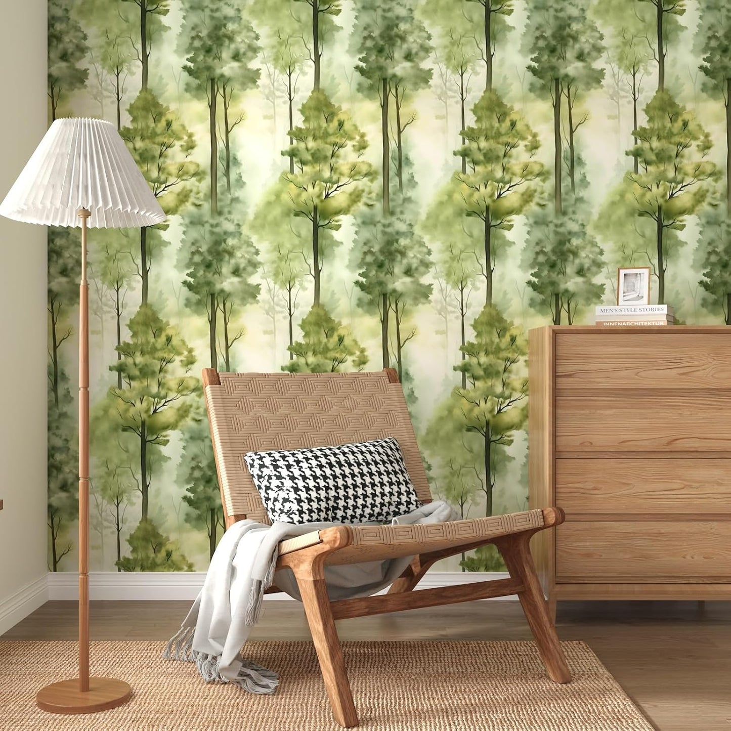 HENNOR - Adhesive Misty Vintage Green Floral Self Wallpaper