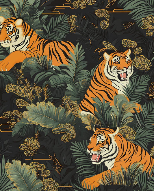 HENNOR - Tiger Peel and Stick Wallpaper Jungle Animals Wallpaper