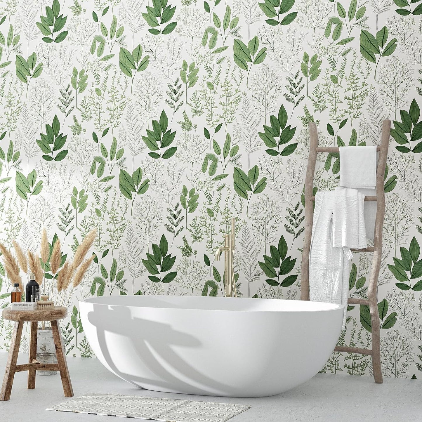 HENNOR - Colorful Floral Peel and Stick Leaf Contact Paper Boho Wallpaper