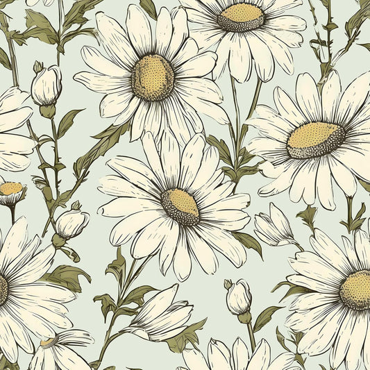 HENNOR - Modern Blue Backgroud Self Adhesive Floral Wallpaper