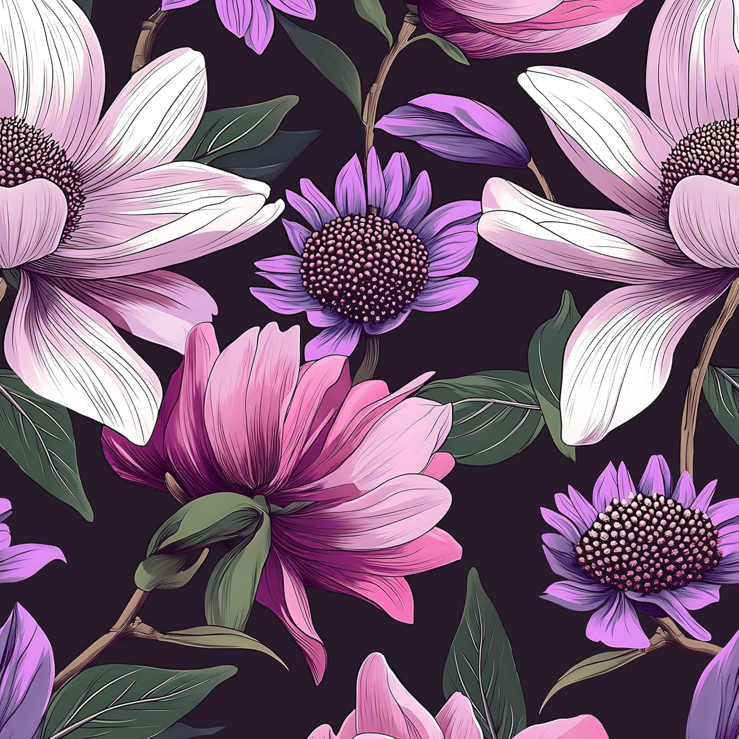 HENNOR - Vintage Purple Floral Peel and Stick Wallpaper