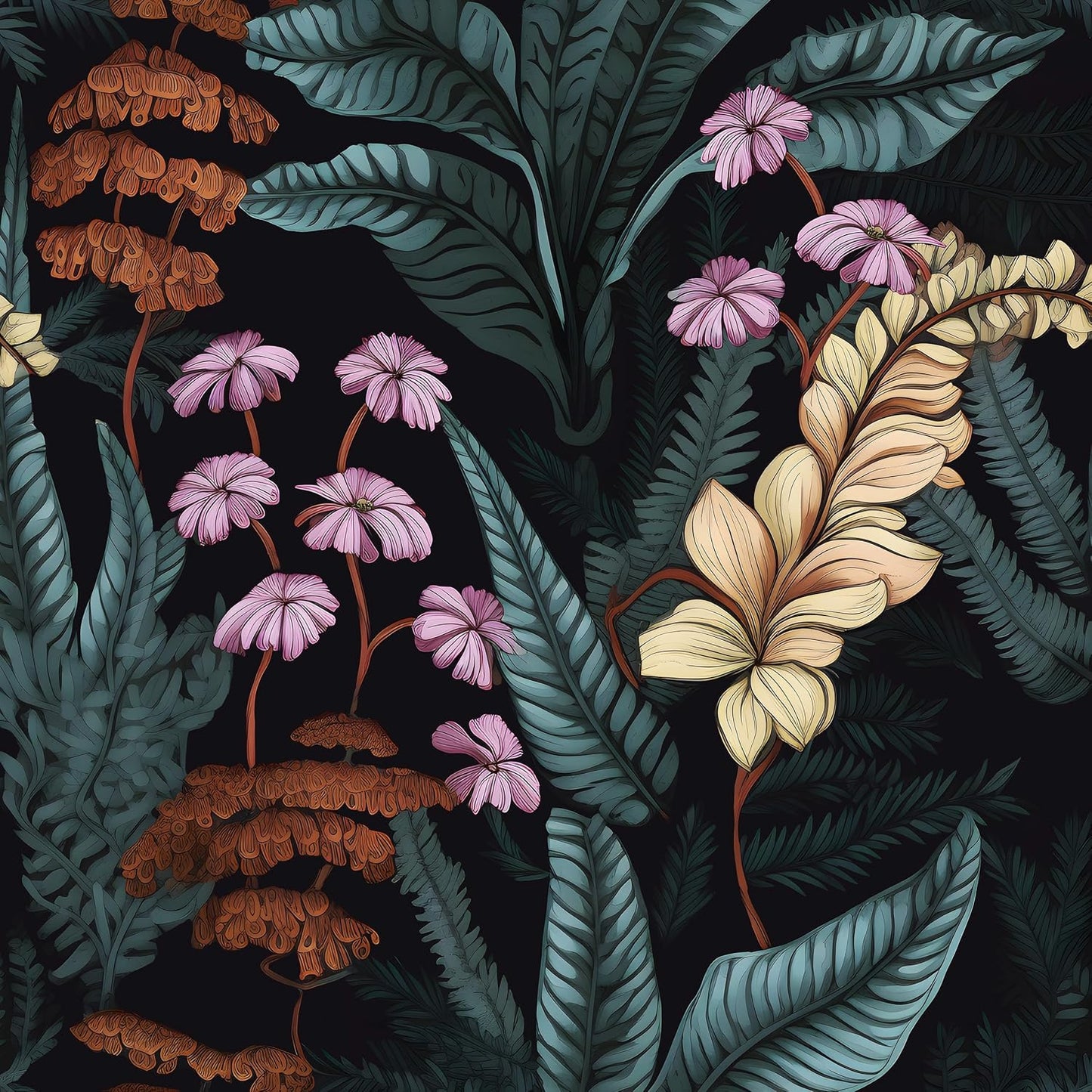 HENNOR - Tropics Vintage Leaf Peel and Stick Botanical Contact Paper