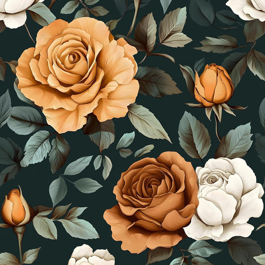 HENNOR - Antique Boho Floral Peel and Stick Vintage Rose Wallpaper