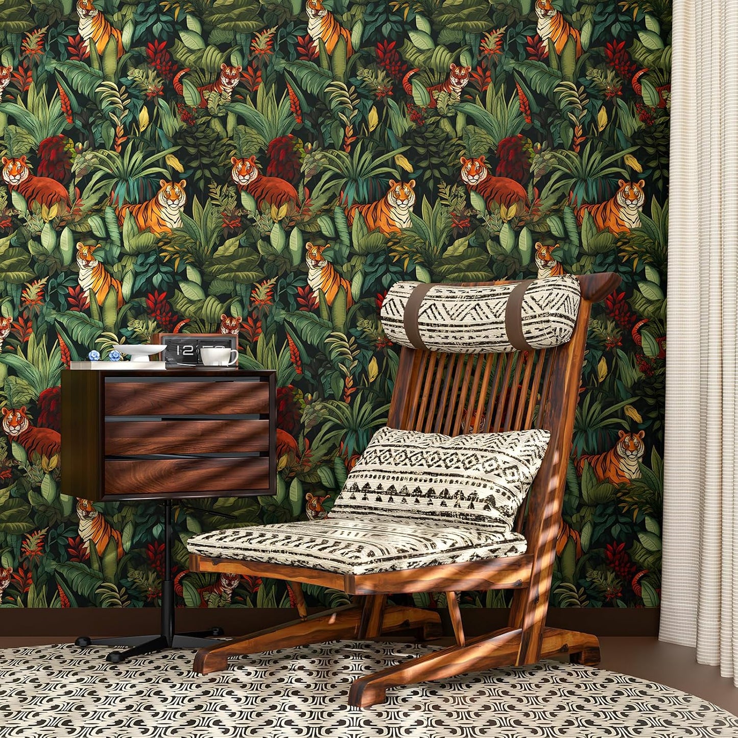 HENNOR - Modern Tropical Botanical Animal Peel and Stick Wallpaper
