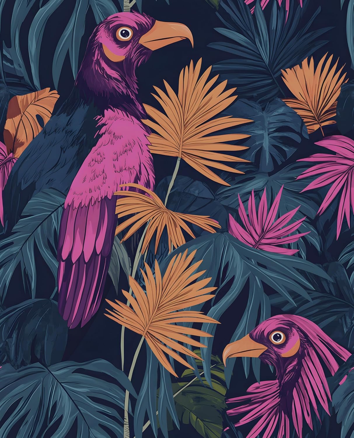 HENNOR - Modern Tropical Botanical Animal Peel and Stick Wallpaper