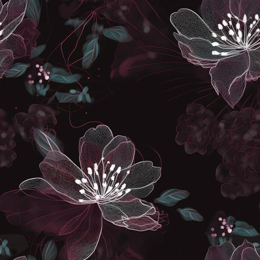 HENNOR - Vintage Dark Floral Peel and Stick Wallpaper