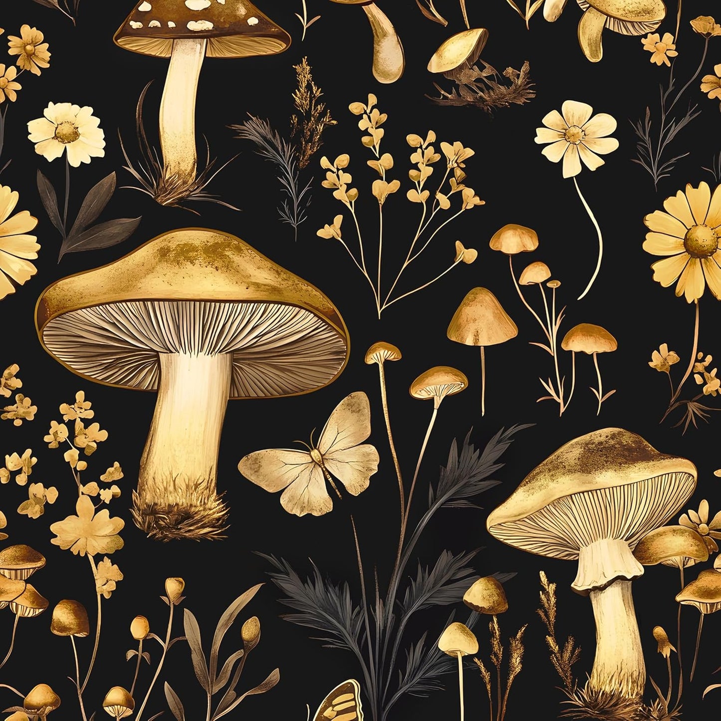 HENNOR - Boho Peel and Stick Floral Wallpaper Mushroom Wallpaper