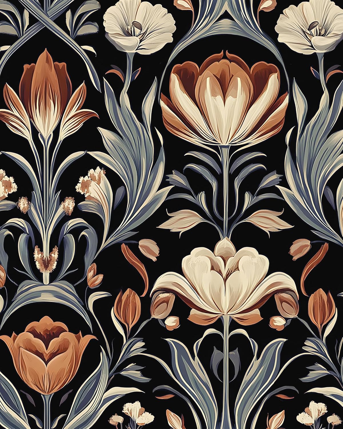 HENNOR - Antique Boho Floral Peel and Stick Vintage Rose Wallpaper