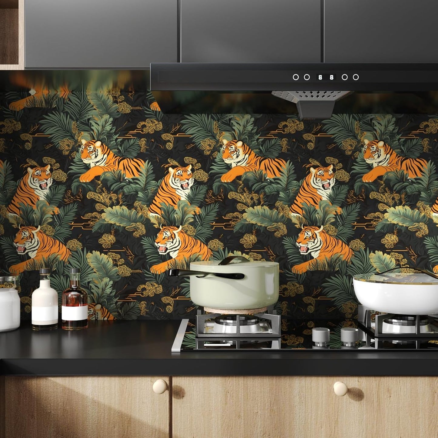 HENNOR - Tiger Peel and Stick Wallpaper Jungle Animals Wallpaper