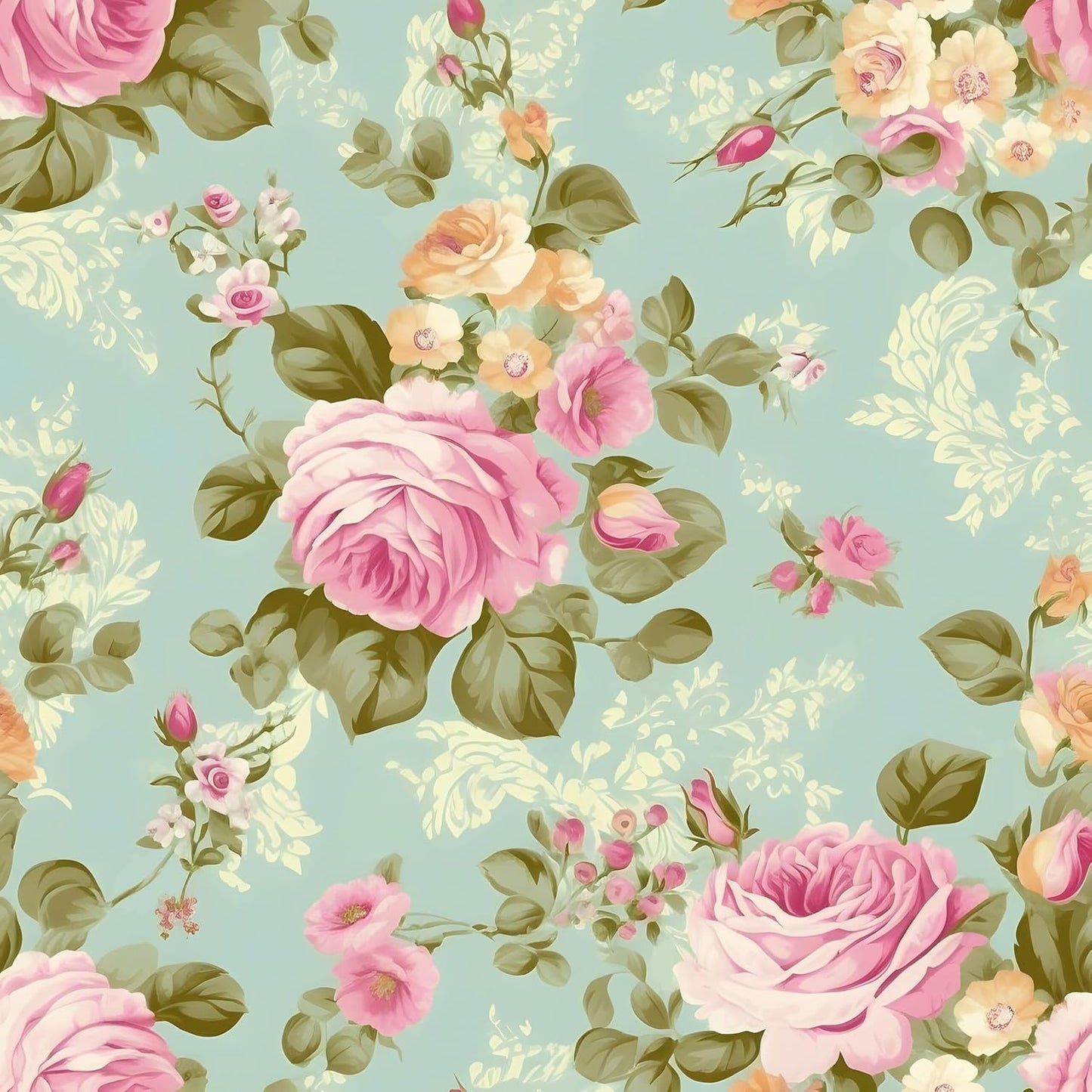 HENNOR - Modern Blue Backgroud Self Adhesive Floral Wallpaper