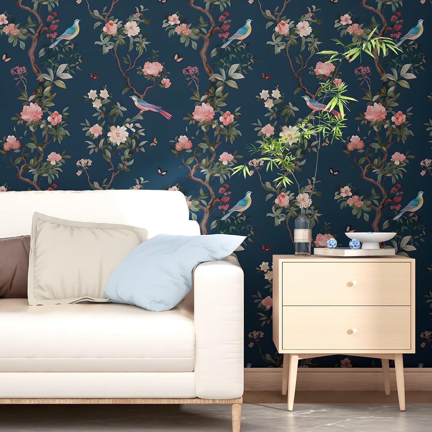 HENNOR - Floral Bird Leaf Wallpaper Peel and Stick