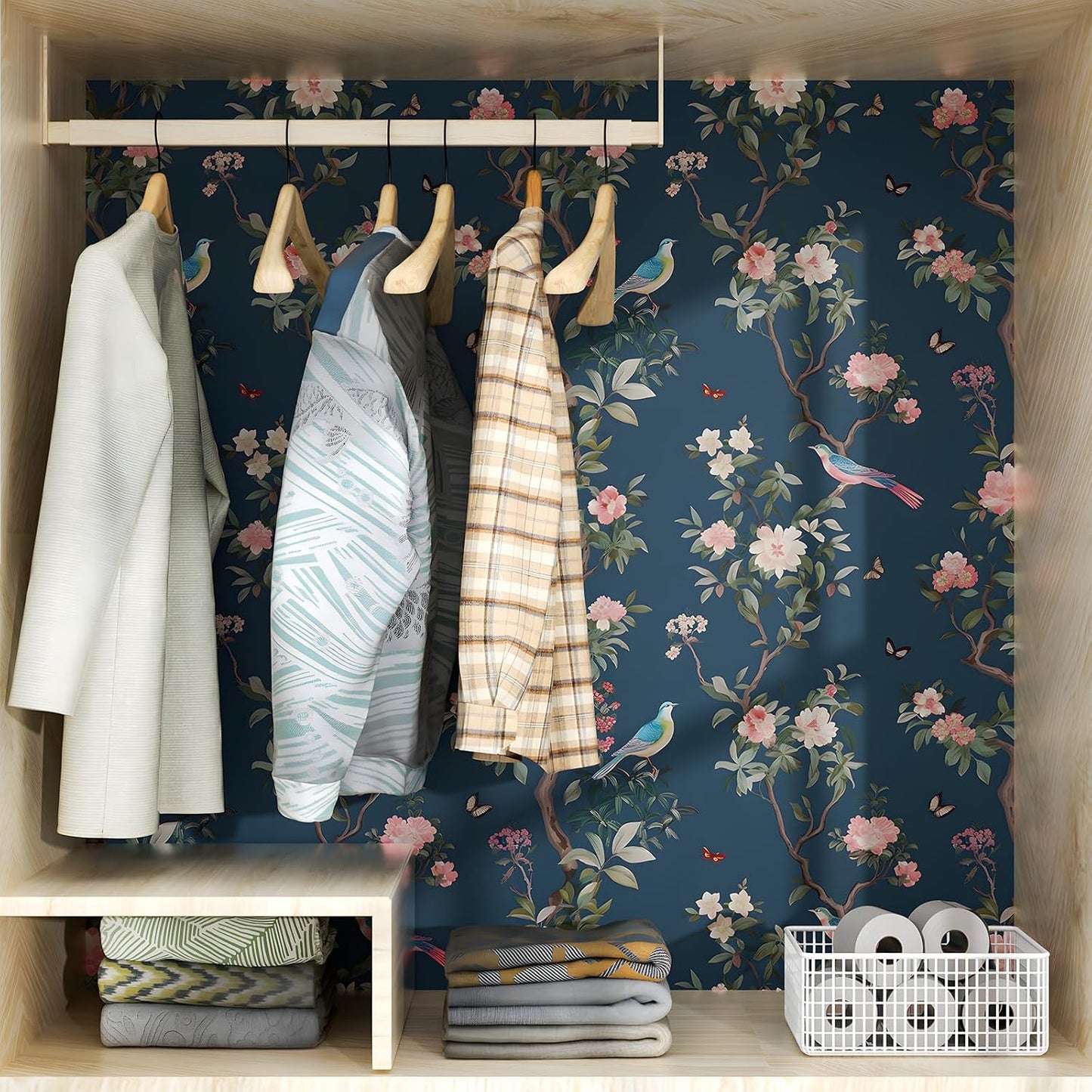 HENNOR - Floral Bird Leaf Wallpaper Peel and Stick