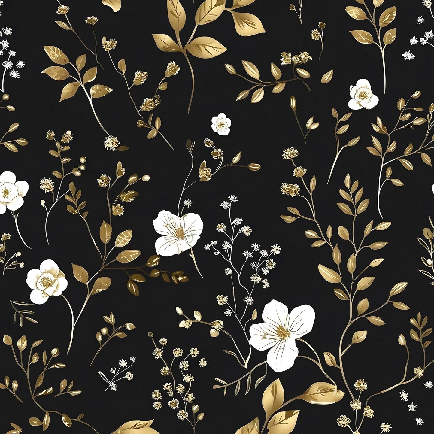 HENNOR - Black Floral Peel and Stick Boho Wallpaper