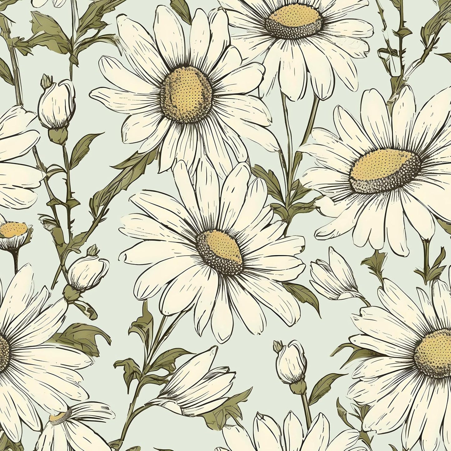 HENNOR - Modern Blue Backgroud Self Adhesive Floral Wallpaper