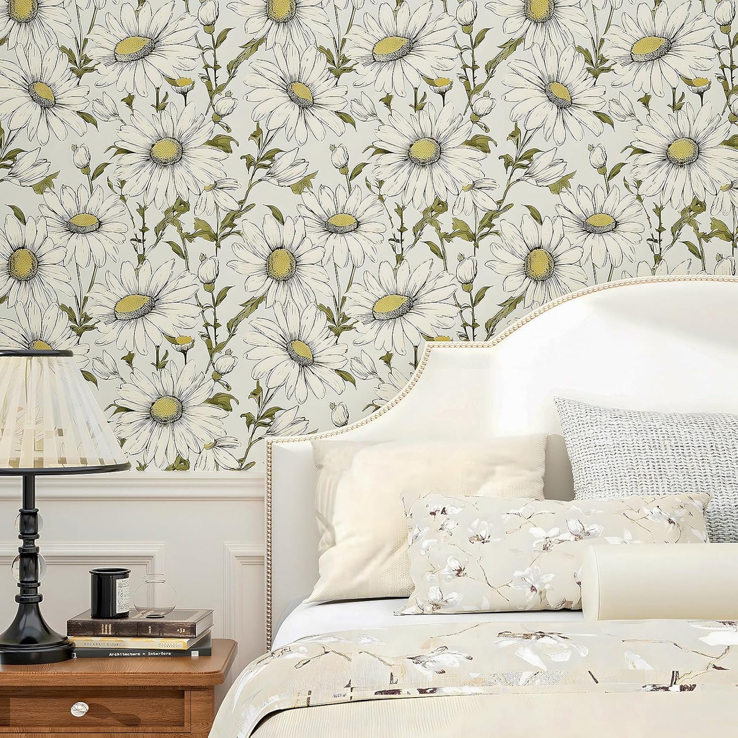 HENNOR - Modern Blue Backgroud Self Adhesive Floral Wallpaper