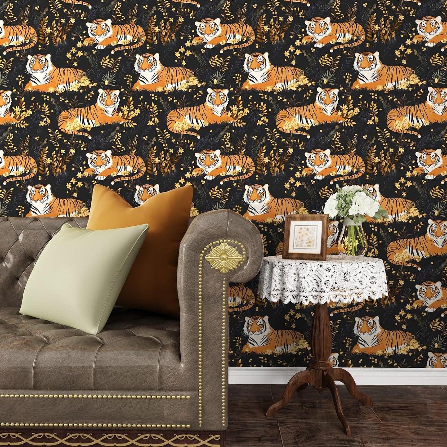 HENNOR - Tiger Peel and Stick Wallpaper Jungle Animals Wallpaper
