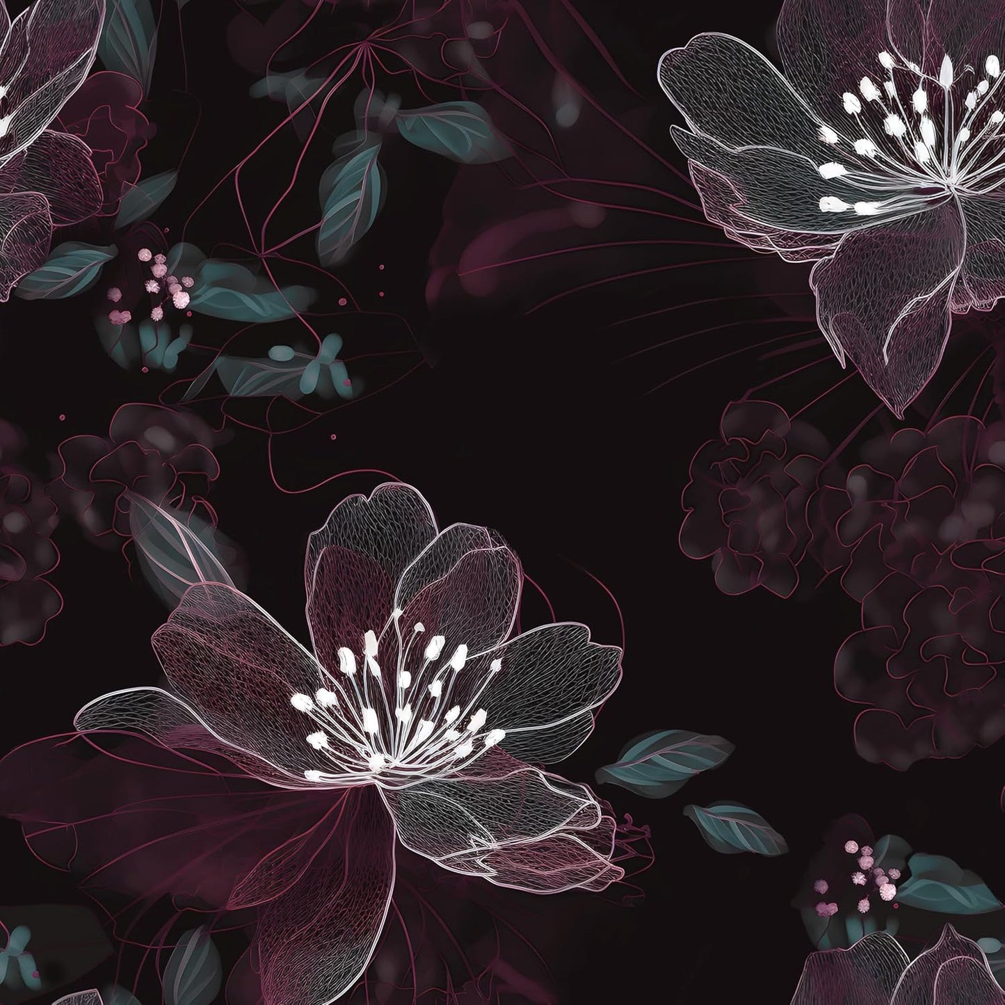 HENNOR - Vintage Dark Floral Peel and Stick Wallpaper